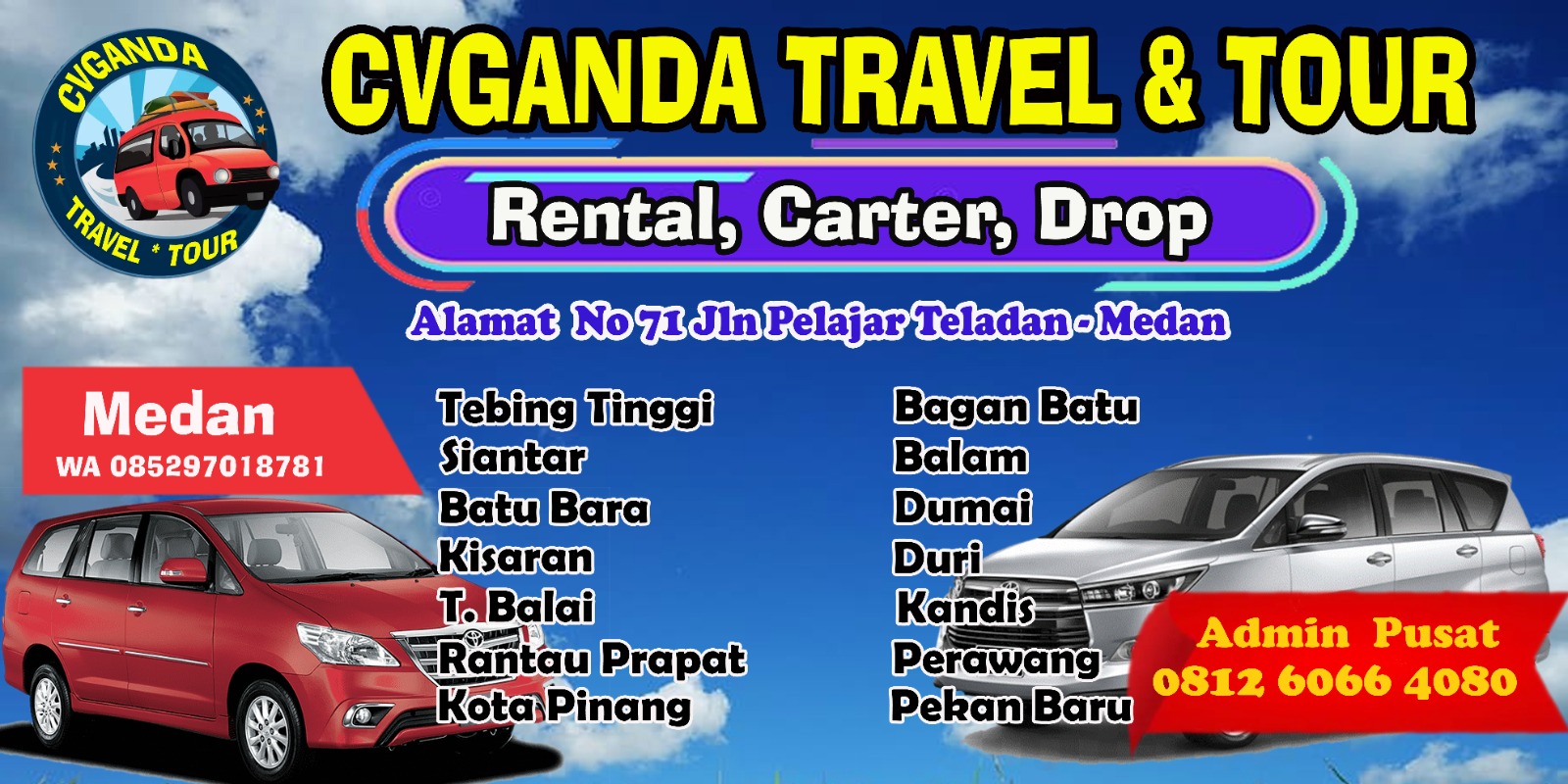 Poster promo Perwakilan Medan CV GANDA Travel & Tour