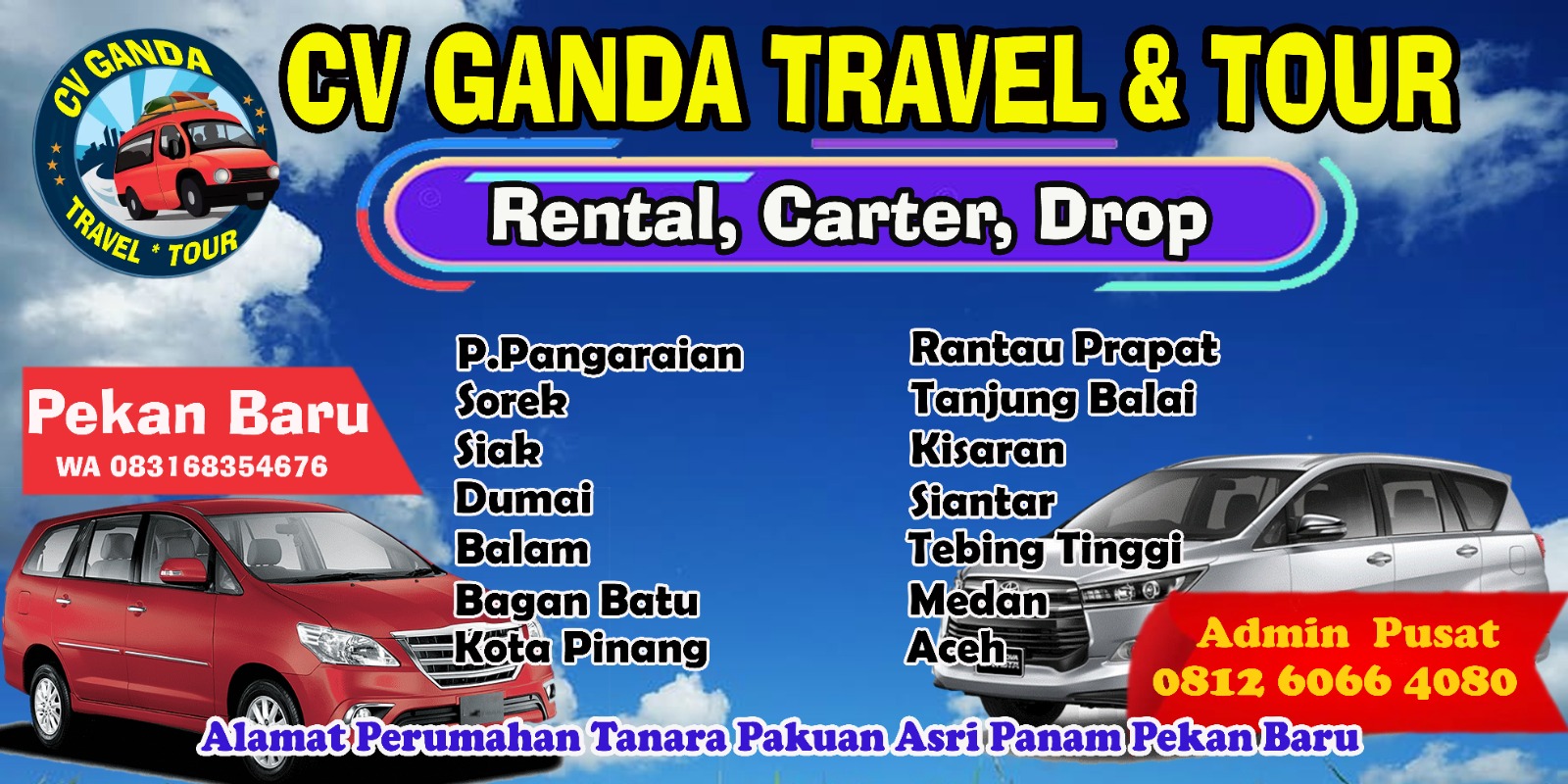 Poster promo Perwakilan Pekanbaru CV GANDA Travel & Tour