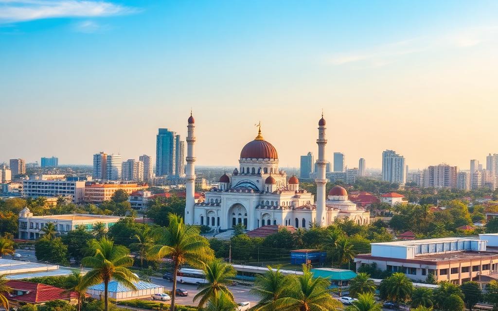 Skyline Kota Pekanbaru dengan Masjid An-Nur